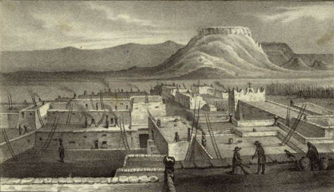 A drawing of Zuni Pueblo in 1850