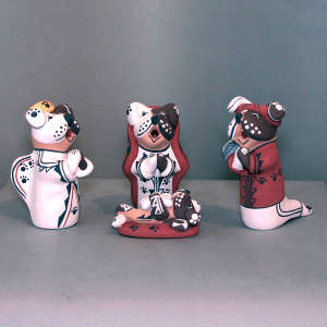 4 pieces in a canine nativity set