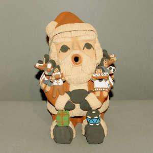 Eight children on a Santa Claus storyteller