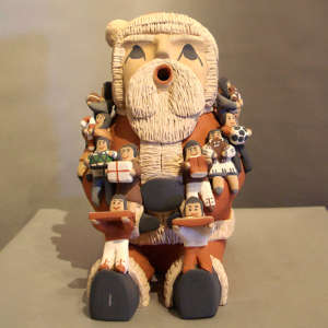 Thirteen children on a Santa Claus storyteller