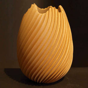 Organic opening on a golden micaceous swirl melon jar