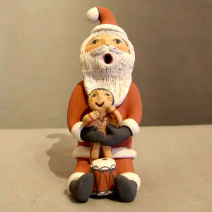 One child on a Santa Claus storyteller