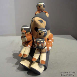 Three children and a hen on a grandmother storyteller