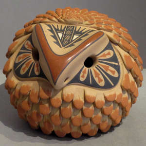 Polychrome owl effigy