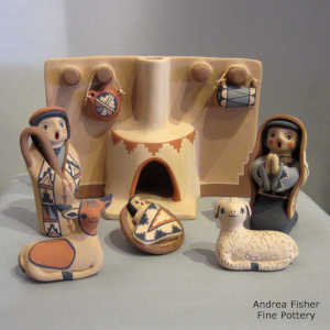 Six pieces in a nativity set