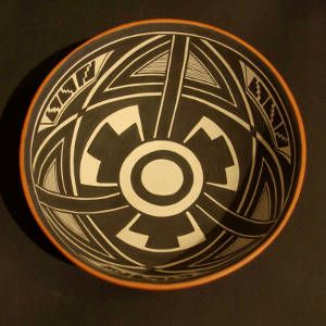 Geometric designs on a polychrome bowl