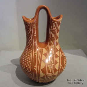Red wedding vase with sgraffito geometric design