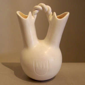 Bear paw imprint on a white wedding vase