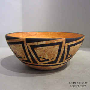 Geometric design on a mixed-clay bowl