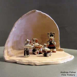 A cave with 4 miniature bears