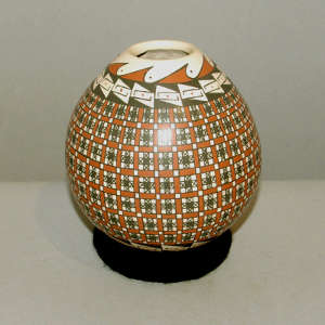 Geometric design on a polychrome jar