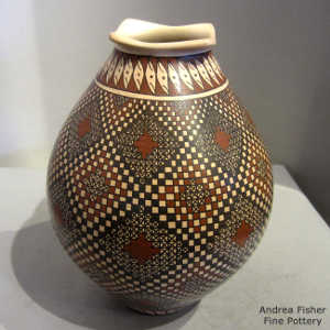 Geometric design on a polychrome jar