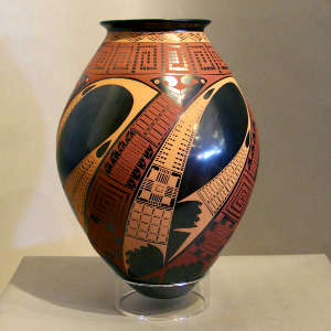 Geometric design on a polychrome jar