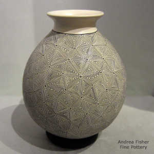 Geometric design on a black on white jar