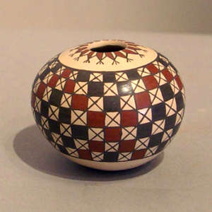 Geometric design on a polychrome jar