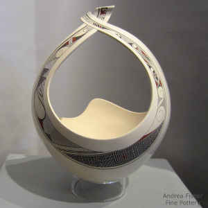 Geometric design on a polychrome sculptural piece