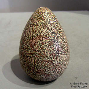 Geometric design on a polychrome seed pot