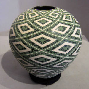 Geometric design on a polychrome jar