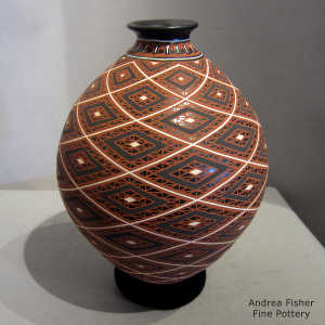 Geometric design on a polychrome jar