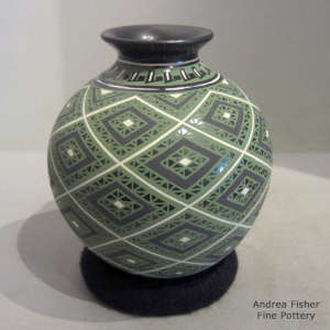Geometric design on a polychrome jar