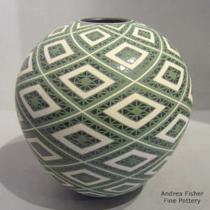 Geometric design on a polychrome jar
