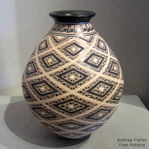 Geometric design on a polychrome jar