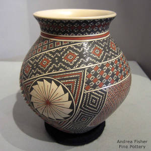 Geometric design on a polychrome jar
