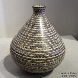 Bands of geometric design on a polychrome jar