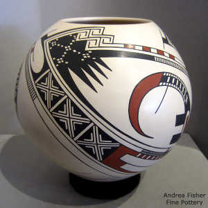 Geometric design on a polychrome jar