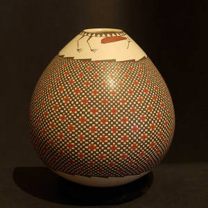 Geometric design decorates a polychrome jar
