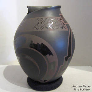 Mimbres and geometric designs on a black on black on black jar