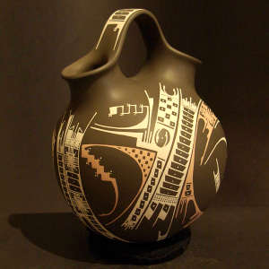 Geometric design on a polychrome wedding vase