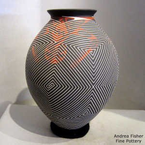 A geometric design on a polychrome jar