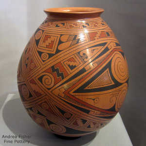 Geometric design on a polychrome jar