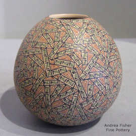 Geometric design on a polychrome jar