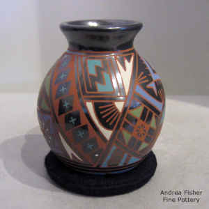 Geometric design on a polychrome jar