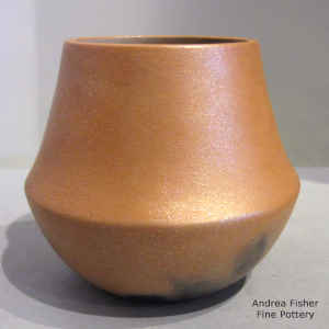 Golden micaceous jar with fire clouds