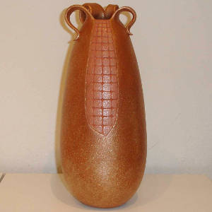 Ear of corn vase slipped in golden micaceous clay