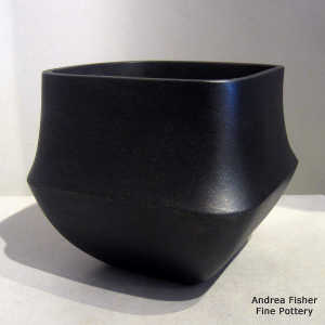 Fire clouds on a square black micaceous jar