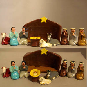 Ten pieces in a Navajo nativity set
