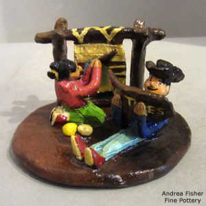 Navajo folk art: Navajo family work scene