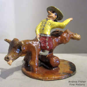 Navajo cowboy riding a bucking bull