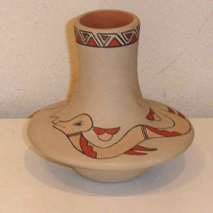 Avanyu and geometric design on a polychrome vase