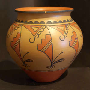 Geometric design on a polychrome jar