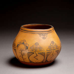 Jar with cloud and corn designs