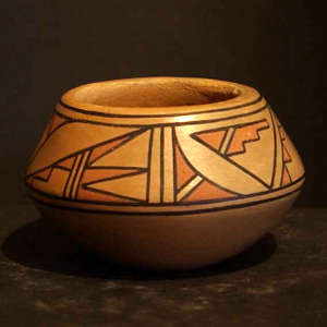 Geometric design on a polychrome jar