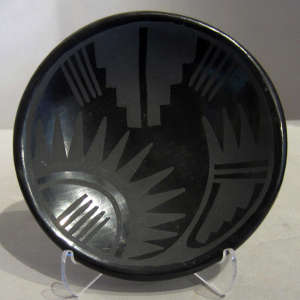 Geometric designs on a black on black plate