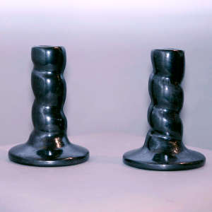 Black candlestick holders with twisted stems