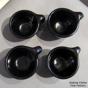 4 plain polished black cups