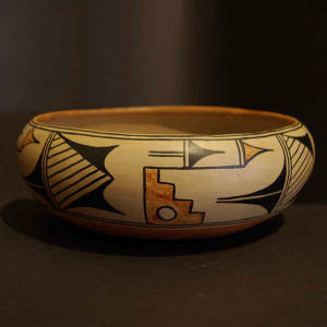 Geometric design on a polychrome bowl